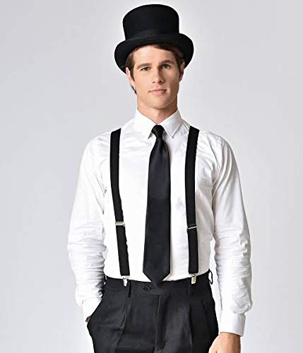 CLOTHERA Suspender and 1 Bow & 1 Tie Set with Matched Hat for Men- (BLACK) - Image 2