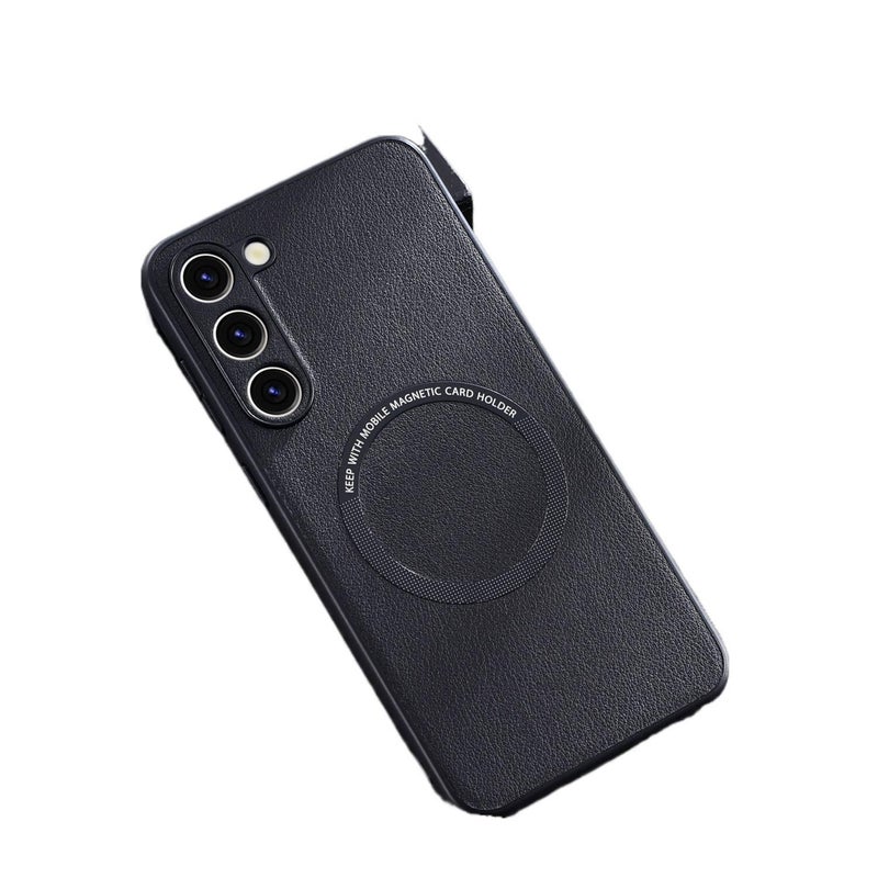 Leather Cover Protective , Black , Texture , , for Samsung Galaxy A25 for Family Use - Image 1