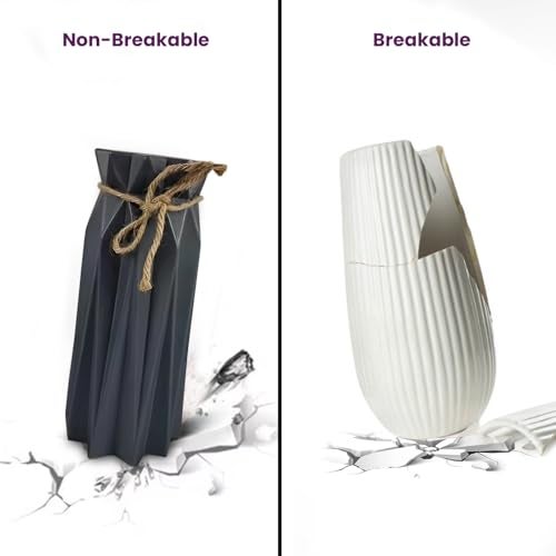 DecorTwist® Flower Vase | Plastic Flower Vases for Home Decor, Bedroom, Centrepiece Living Room, Office Decoration, Flower Pot Pampas Grass Vases (1, Green Large Pleated Design) - Image 4