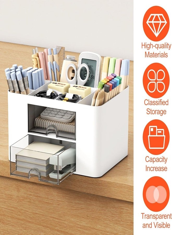 Dhakshy Dinosaur Plastic Pencil Holder Storage Box Desktop Organizer Pen Stand For Office & Study Table, Makeup Brush Holder, Stationary, Multicolor (1Pcs) (DESK WHITE) - Image 4