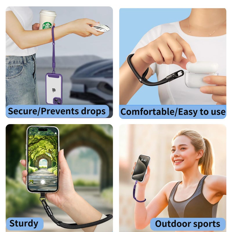 XCHKRM Anti Theft Phone Wrist Strap With 2 Metal Tether Tabsï¼ŒAdjustable Wristlet & Hand Cell Phone Lanyard for Women and Men - Image 3
