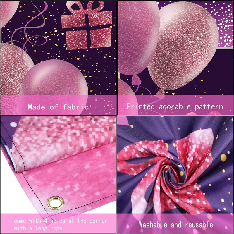 IMISI 66th Birthday Decorations for Girls IMISI Happy Birthday Banner Pink Decorations for A Party Birthday Backdrop for Women - Image 3