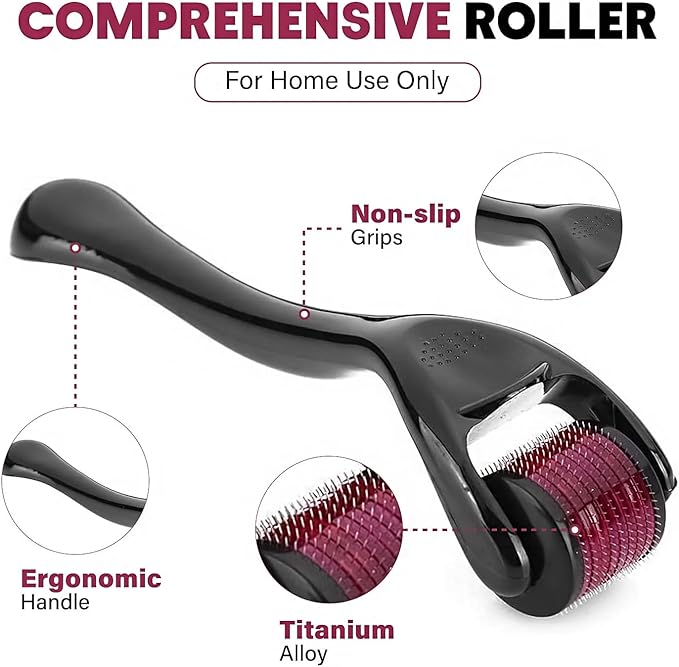 075mm Derma Roller for Hair Growth Women and Men Scalp Dermaroller for Skin Care Skin Rejuvenation Scar Removal 540 Titanium Microneedling Face Toning Device for Skin DERMA 075 MM - Image 3