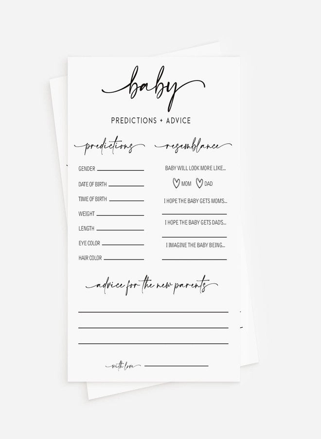 All-Ewired-Up 50 Large Baby Predictions and Advice - Minimalist - Baby Shower Game, New Mom & Dad Card or Mommy & Daddy to Be, Girl or Boy Babies New Parent Message Advice Book, Fun Gender Neutral Party (50-Cards) - Image 1