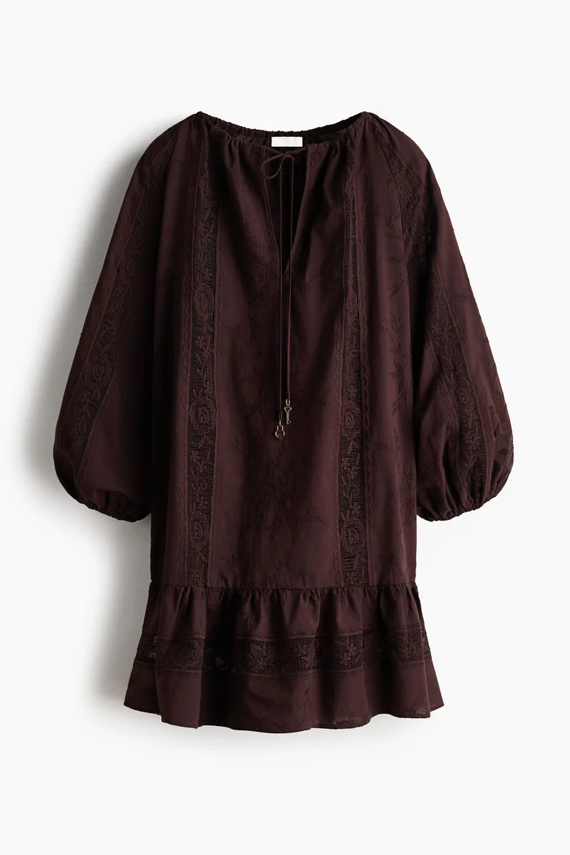 Lace-inset tunic dress