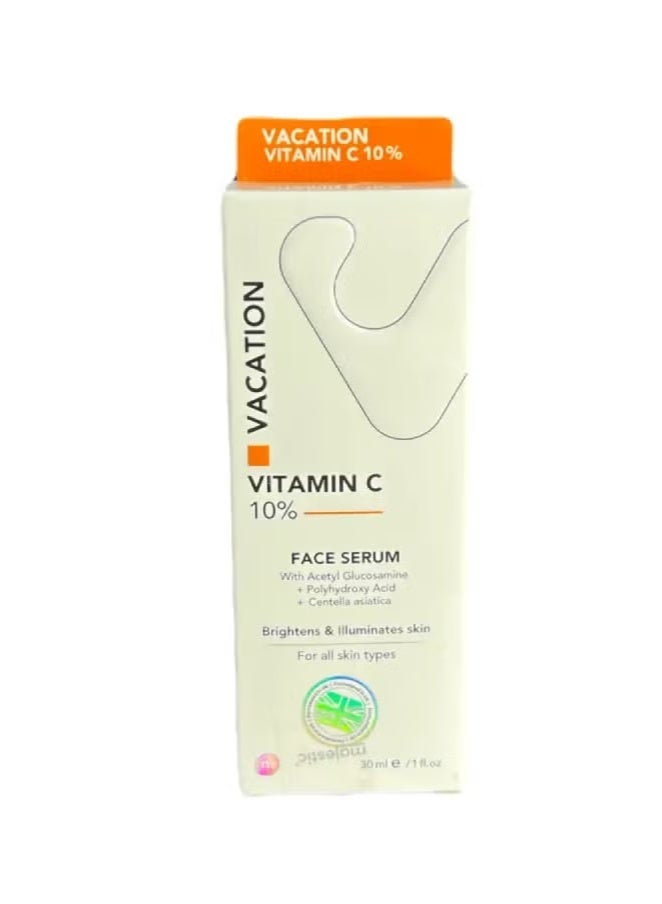 Vacation Brightening & Illuminating Facial Serum with 10% Vitamin C, Acetyl Glucosamine & Polyhydroxy Acid for All Skin Types