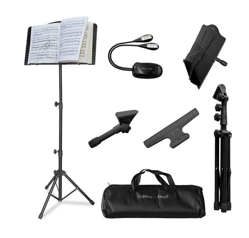 Softline Pro Metal Music Stand, Portable & Foldable Professional Notation Stand with Light and Bag, Tabletop Music Book Stand for Guitar, Ukulele, Violin Players (SP-ABSP-FMUS-KIT) - Image 3