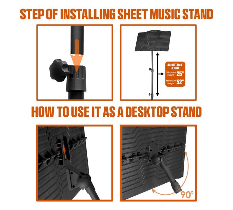 Softline Pro Metal Music Stand, Portable & Foldable Professional Notation Stand with Light and Bag, Tabletop Music Book Stand for Guitar, Ukulele, Violin Players (SP-ABSP-FMUS-KIT) - Image 5