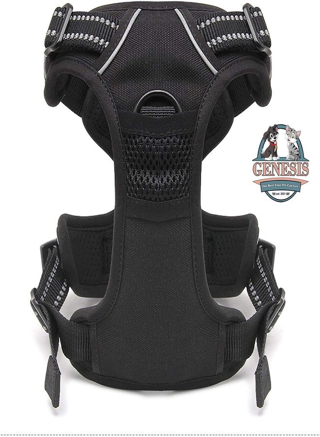 Genesis Dog Harness with Heavy Duty 5ft Dog Leash, Large Size Nylon 3M Reflective. Easy Control Chest Body No Pull Belt for Pets. Black Adjustable Double Padded Vest. (Girth inch: 26” - 31”) - Image 5