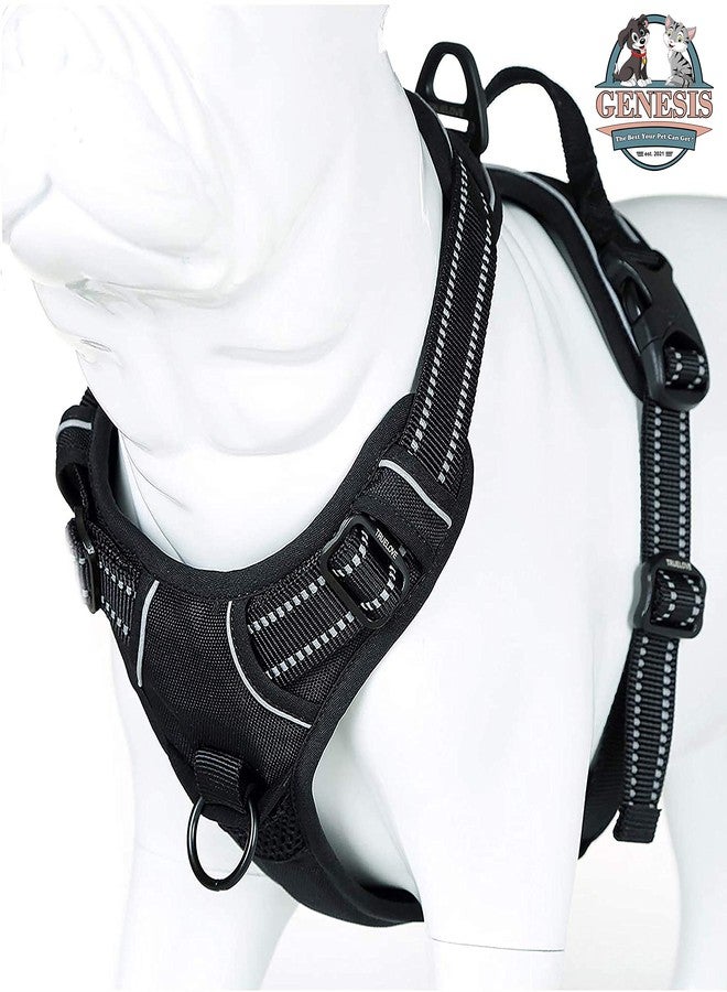 Genesis Dog Harness with Heavy Duty 5ft Dog Leash, Large Size Nylon 3M Reflective. Easy Control Chest Body No Pull Belt for Pets. Black Adjustable Double Padded Vest. (Girth inch: 26” - 31”) - Image 3