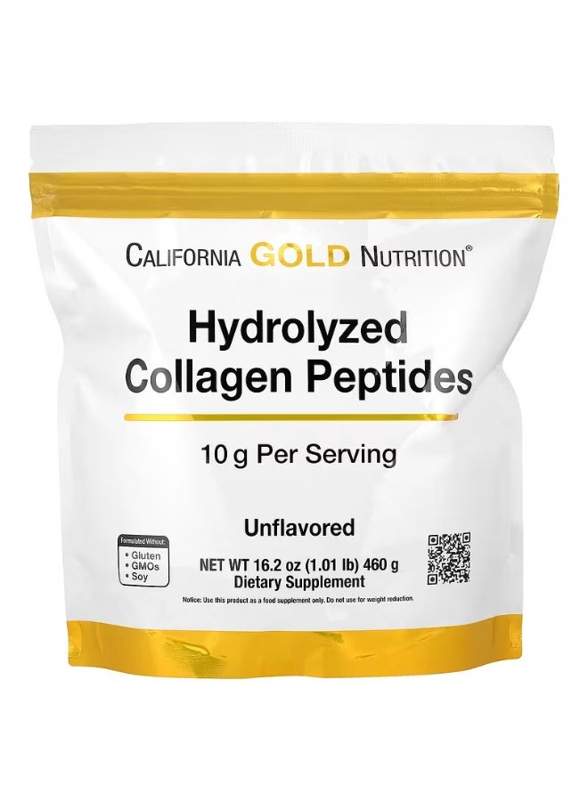 California Gold Nutrition, Hydrolyzed Collagen Peptides, Type I & III, Unflavored, 1.01 lb (460 g) - Image 1