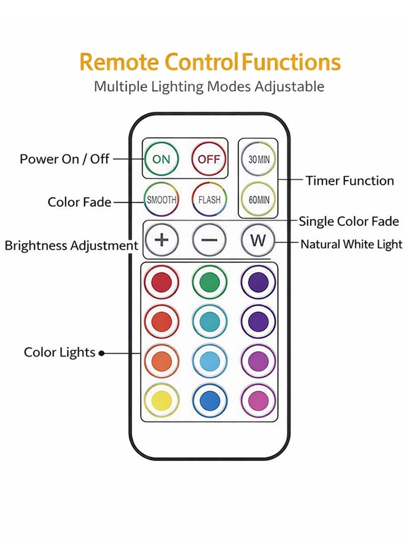 يو ام بي أضواء قرصية مغناطيسية قابلة لإعادة الشحن (عبوة من 6 قطع)، إضاءة لاسلكية RGB بـ 13 لونًا أسفل الخزائن مع جهازَي تحكم عن بُعد ومنفذ USB-C، ضوء ليلي LED لاصق قابل للتعتيم للمطبخ والخزانة وواجهة العرض - Image 3