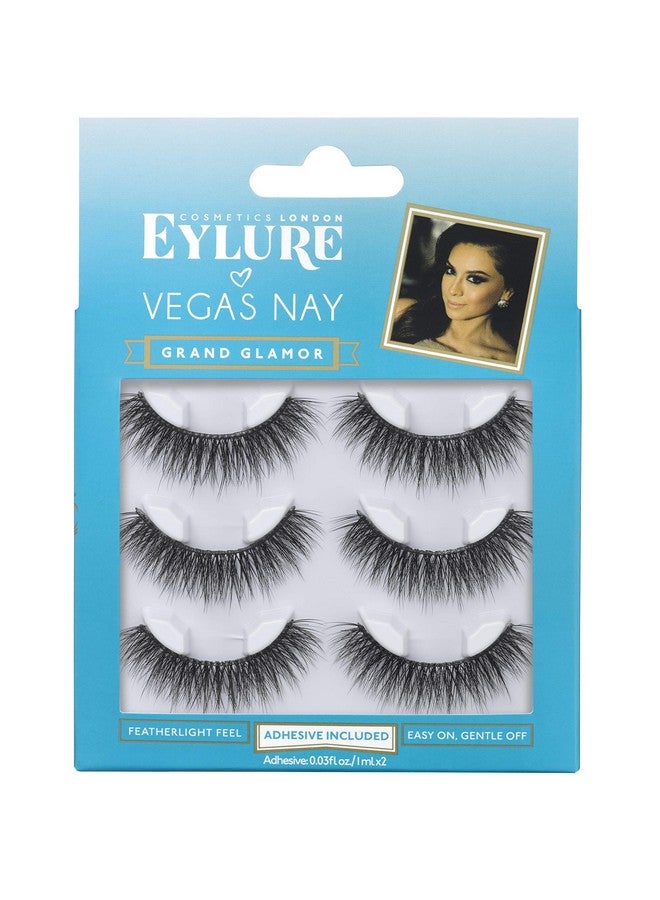 EYLURE Vegas Nay Grand Glamour, Multi Pack, Reusable, Adhesive Included, 3 Pairs, 0.07 Ounce - Image 1