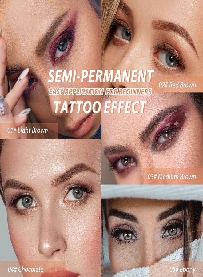 LSxia Eyebrow Stamp Stencil Kit - for Waterproof Eyebrows Makeup, Eyebrow Stamp Kit with Sponge Applicator, 10 Eyebrow Stencils, Dual-ended Brow Brush, Waterproof Eyebrow Pomade (Ebony) - Image 4