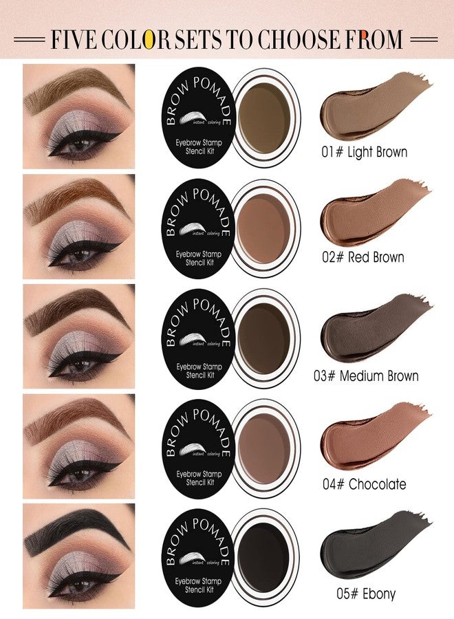 LSxia Eyebrow Stamp Stencil Kit - for Waterproof Eyebrows Makeup, Eyebrow Stamp Kit with Sponge Applicator, 10 Eyebrow Stencils, Dual-ended Brow Brush, Waterproof Eyebrow Pomade (Ebony) - Image 3