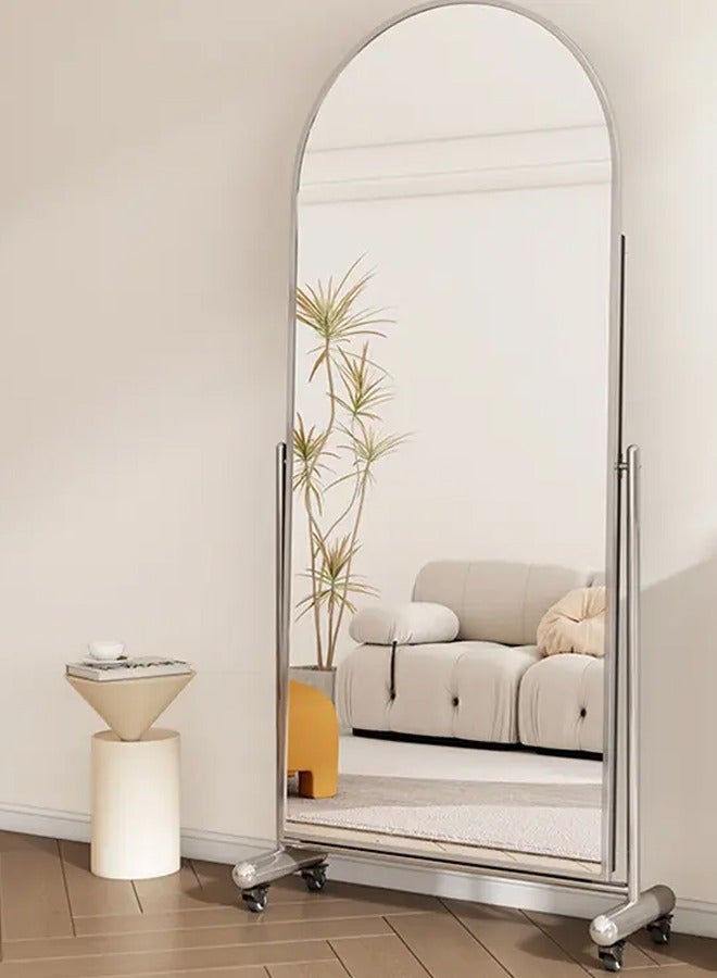 DubaiGallery New Type Arched Full Length Mirror, Large Arched Wall Mirror Floor Mirror with Stand, Full Body Dressing Mirrors Standing Hanging or Leaning Against Wall, Arched-Top Wood Thin Frame  - Image 1