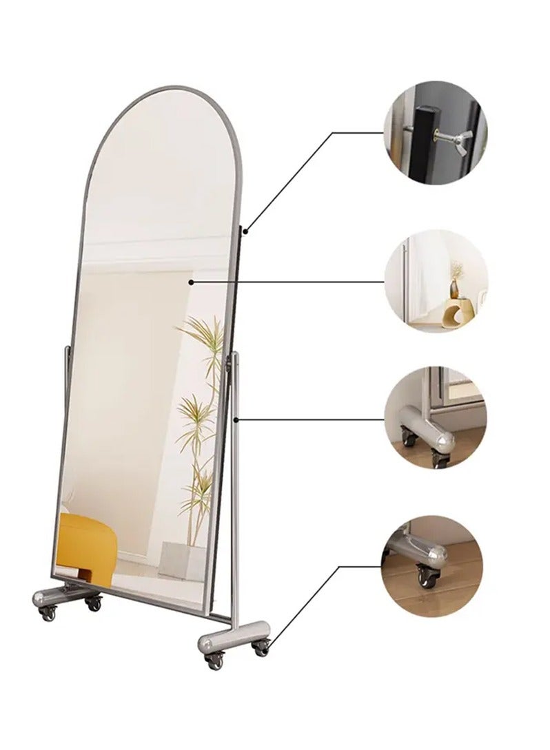 DubaiGallery New Type Arched Full Length Mirror, Large Arched Wall Mirror Floor Mirror with Stand, Full Body Dressing Mirrors Standing Hanging or Leaning Against Wall, Arched-Top Wood Thin Frame  - Image 3