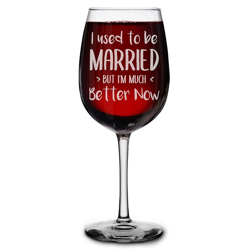 Shop4Ever shop4ever I Used To Be Married But Im Much Better Now Engraved Stemmed Wine Glass 16 oz Funny Gift for Divorcee Divorce Party 