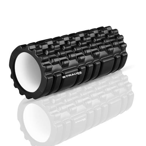 Strauss Deep Tissue Massage Foam Roller|High-Density Muscle Roller for Myofascial Release, Physical Therapy, Yoga, Pilates|Exercise Equipment for Deep Tissue Massage and Muscle Relief|33cm,(Black) - Image 1