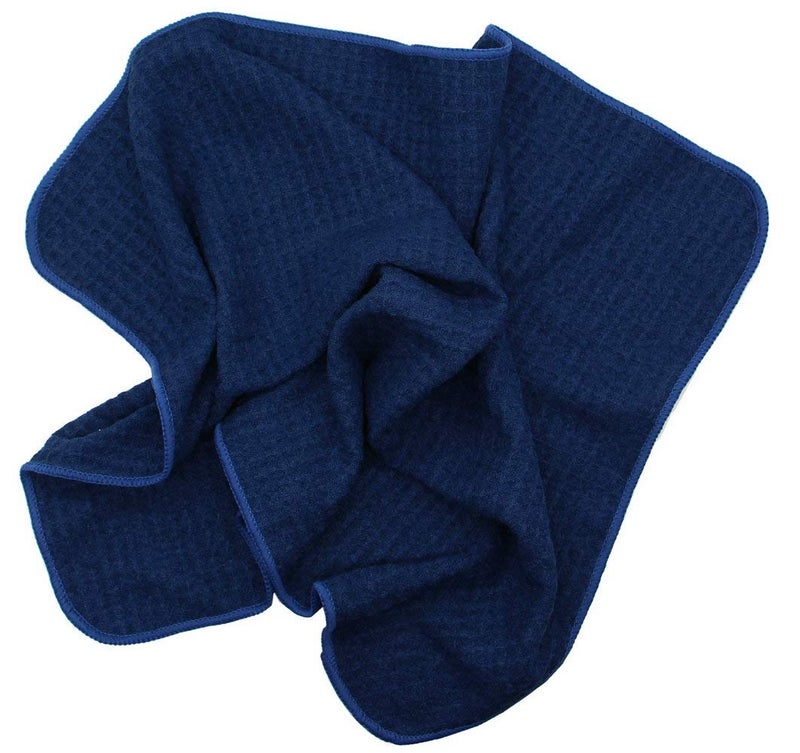 VeraSong Waffle Weave Kitchen Towels - Thick Microfiber Absorbent Tea & Dish Drying Towels - Lint Free - 16Inch x 24Inch - 3 Pack Navy Blue - Image 5