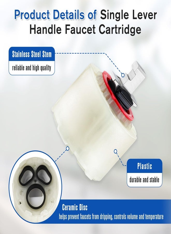 Enhon 1 Pack Shower Faucet Cartridge Compatible with 023529-0070A, Compatible with American Standard Single Handle Lavatory Bathroom Tub/Shower, 47 MM with Seals, Ceramic Faucets Cartridge - Image 4