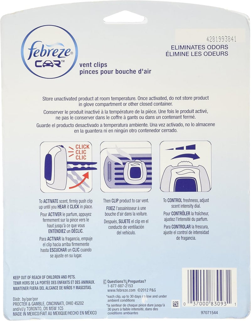 febreze Car Vent-Clip Air Fresheners - 4 Pack (Linen & Sky)0.06 FL.OZ - Image 2
