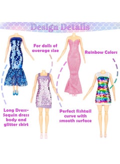 Glitter Sequin Mermaid Doll Clothes And Accessories12 Sequin Sparkly Glitter Party Club Dress 2 Different Crown Ornament And 3 Beautiful Necklace 2 Wide Bracelets 10 Shoes 29 Gift Set - pzsku/ZF45C162FF8CA4EAF900DZ/45/_/1707974084/560e5ec7-f189-49f6-abe5-a369e9d7244e