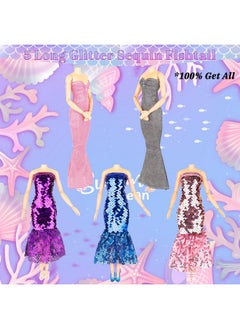 Glitter Sequin Mermaid Doll Clothes And Accessories12 Sequin Sparkly Glitter Party Club Dress 2 Different Crown Ornament And 3 Beautiful Necklace 2 Wide Bracelets 10 Shoes 29 Gift Set - pzsku/ZF45C162FF8CA4EAF900DZ/45/_/1707974092/3496ff6b-014e-479e-80b2-ef338678da20