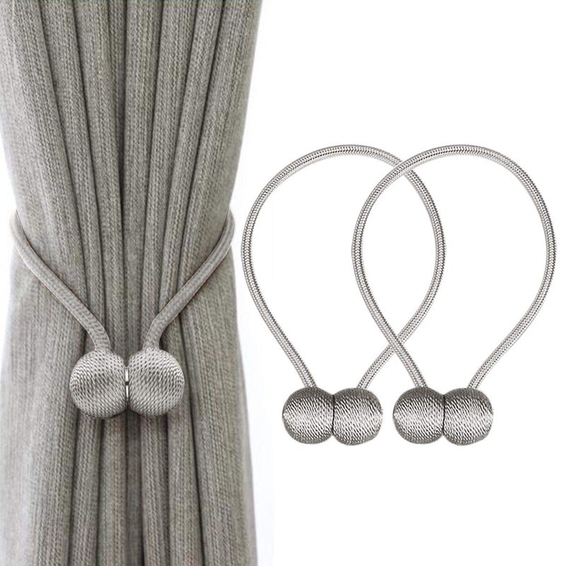 IHClink 2 Pieces Magnetic Curtain Tiebacks Curtain Clips Rope Holdbacks Curtain Weaving Holder Buckles For Home Office Decorative UK patent 6036254 Grey