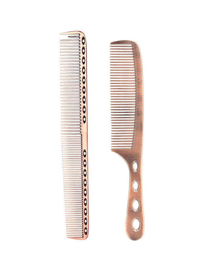 NIBEMINENT 2-Piece Professional Steel Hair Comb With Scale Gold - Image 1