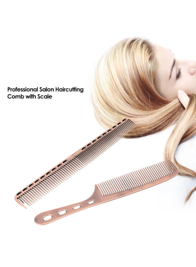 NIBEMINENT 2-Piece Professional Steel Hair Comb With Scale Gold - Image 2