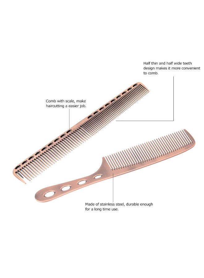 NIBEMINENT 2-Piece Professional Steel Hair Comb With Scale Gold - Image 3