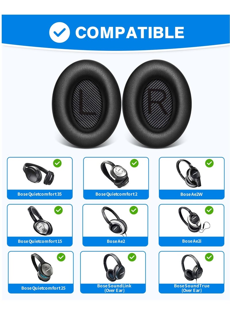Replacement Ear-Pads Cushions For Bose QuietComfort-35 (QC-35) And QuietComfort-35 II (QC-35 II) Over-Ear Headphones Black - Image 2