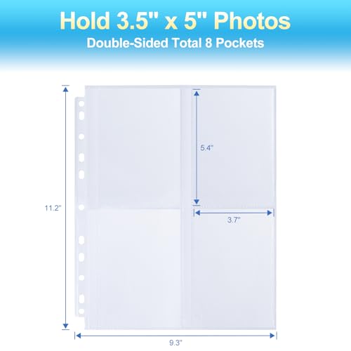 Zofly 30 Pack 3.5x5 Photo Album Refill Pages for 3 Ring Binder,Ultra-Clear Photo Sleeves Holding 240 Pictures, Double-Sided 4 Pocket Photo Pages,Top Loading Photo Sheet Protector - Image 2
