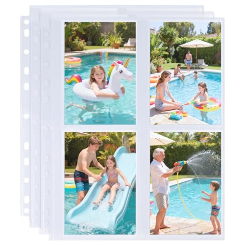 Zofly 30 Pack 3.5x5 Photo Album Refill Pages for 3 Ring Binder,Ultra-Clear Photo Sleeves Holding 240 Pictures, Double-Sided 4 Pocket Photo Pages,Top Loading Photo Sheet Protector - Image 1