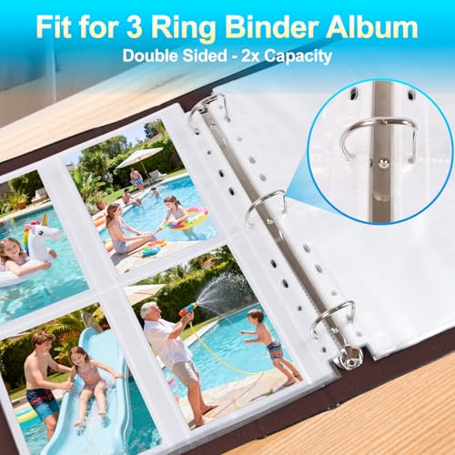 Zofly 30 Pack 3.5x5 Photo Album Refill Pages for 3 Ring Binder,Ultra-Clear Photo Sleeves Holding 240 Pictures, Double-Sided 4 Pocket Photo Pages,Top Loading Photo Sheet Protector - Image 4