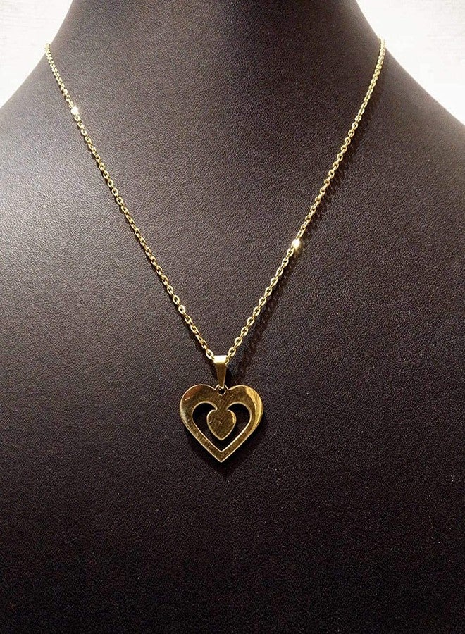 ATHZ LOVE gift Golden love Pendant With Golden Love heart Earring for Girls Pendant chain Necklace - Image 5