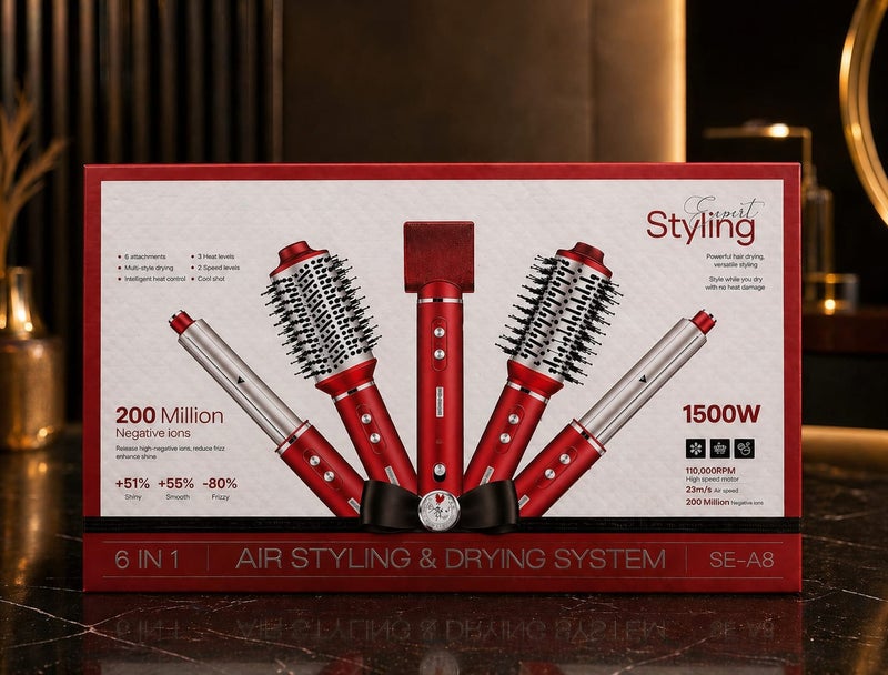 Hair Styling and Drying Brush – Multi-Purpose 6-in-1 for Drying, Curling, and Straightening Hair SE-A8 - Image 3