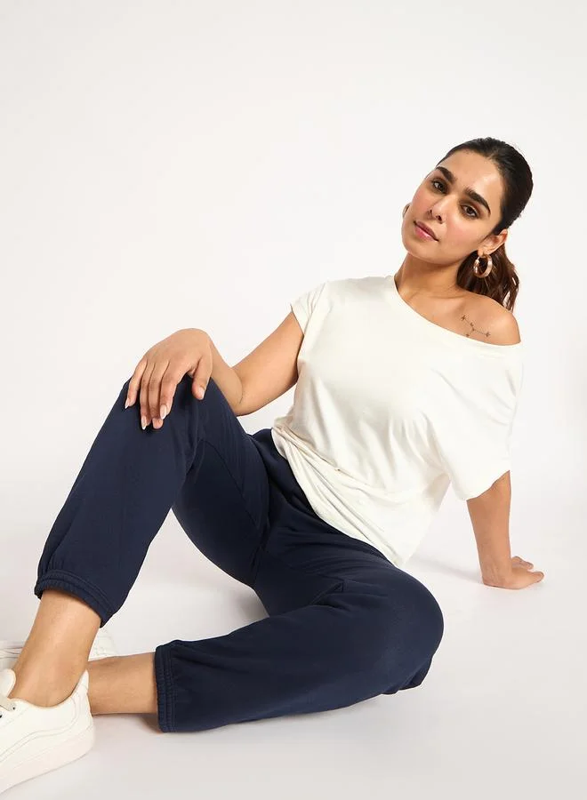 Femmella  Women Navy Blue Fleece Joggers for Women | Best Price UAE