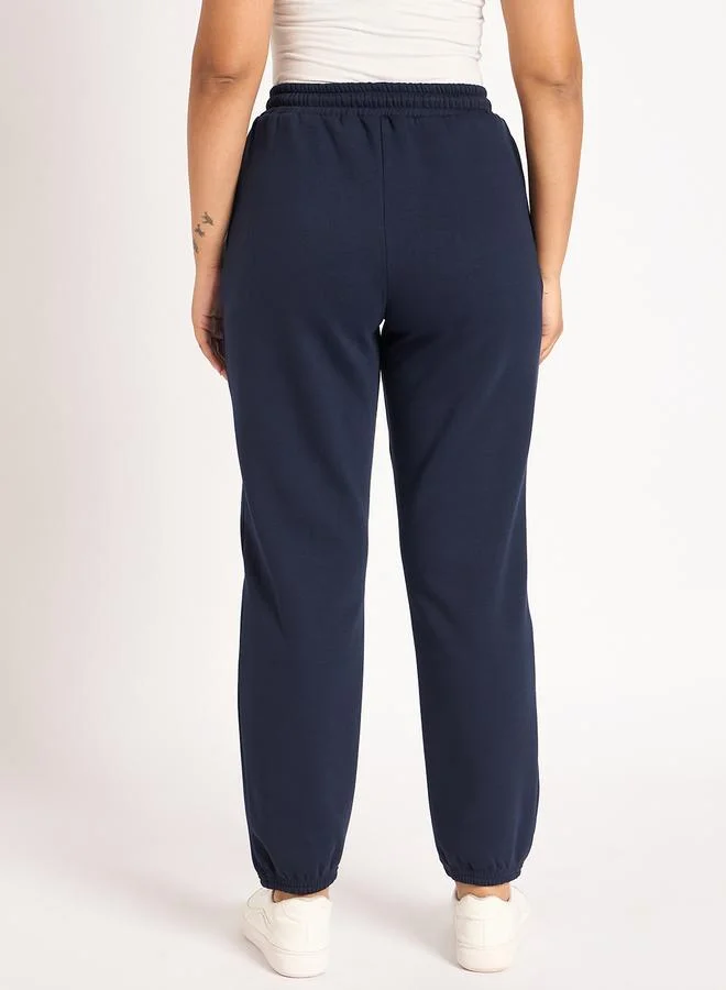 Femmella  Women Navy Blue Fleece Joggers for Women | Best Price UAE