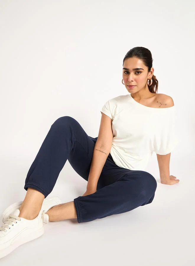 Femmella  Women Navy Blue Fleece Joggers for Women | Best Price UAE