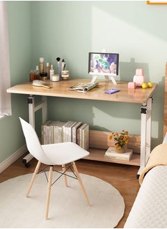 80*50cm Bedside Mobile Desk Height Adjustable Study Desk With Wheels With Bookshelf