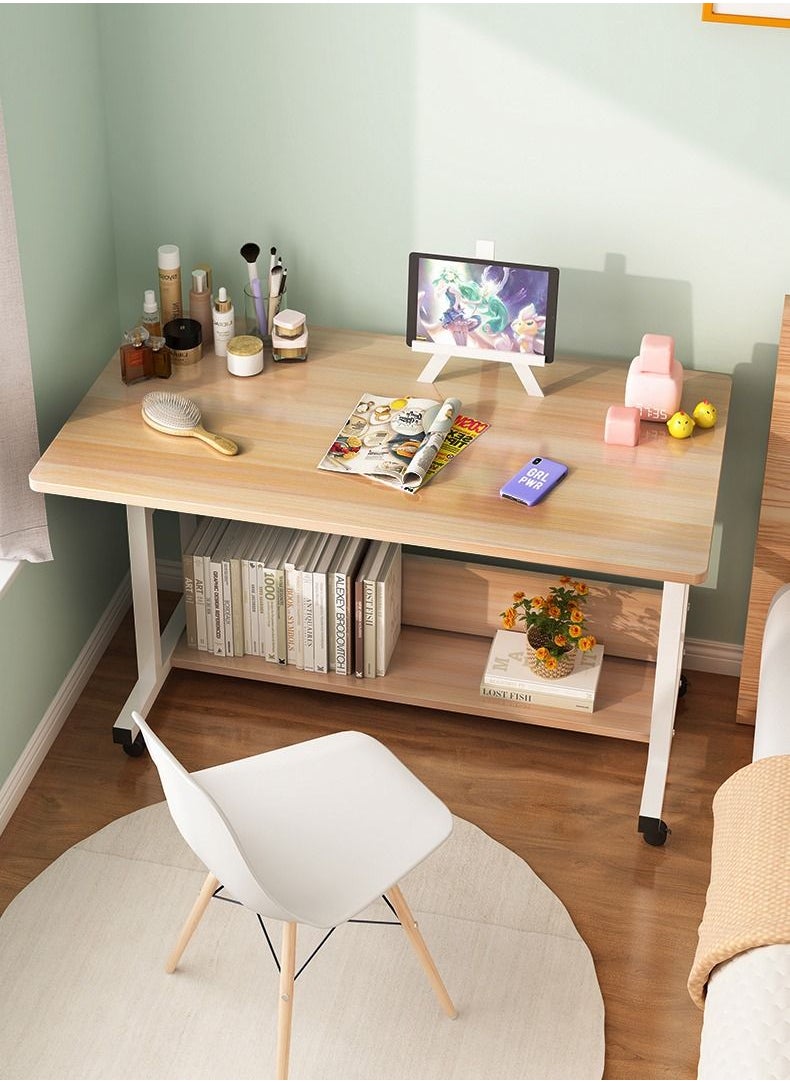 AnneFish - 80*50cm Bedside Mobile Desk Height Adjustable Study Desk With Wheels With Bookshelf - Image 1