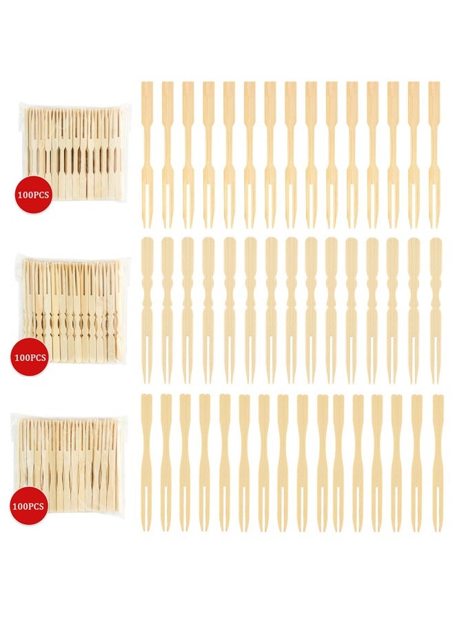 300Pcs Mini Bamboo Dessert Forks,Disposable Fruit Appetizer Forks for Party Wedding and Home  - Image 1