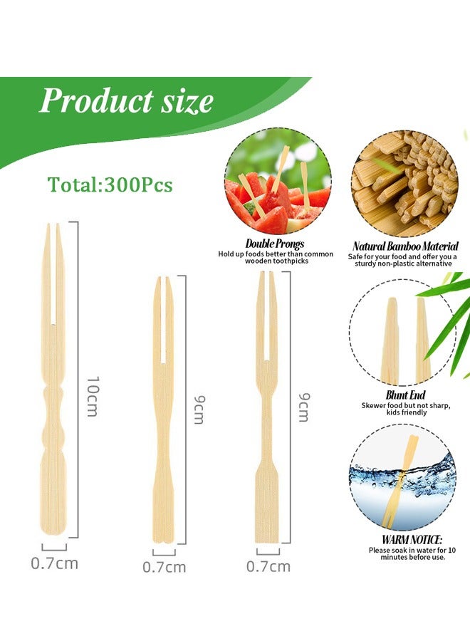 300Pcs Mini Bamboo Dessert Forks,Disposable Fruit Appetizer Forks for Party Wedding and Home  - Image 2