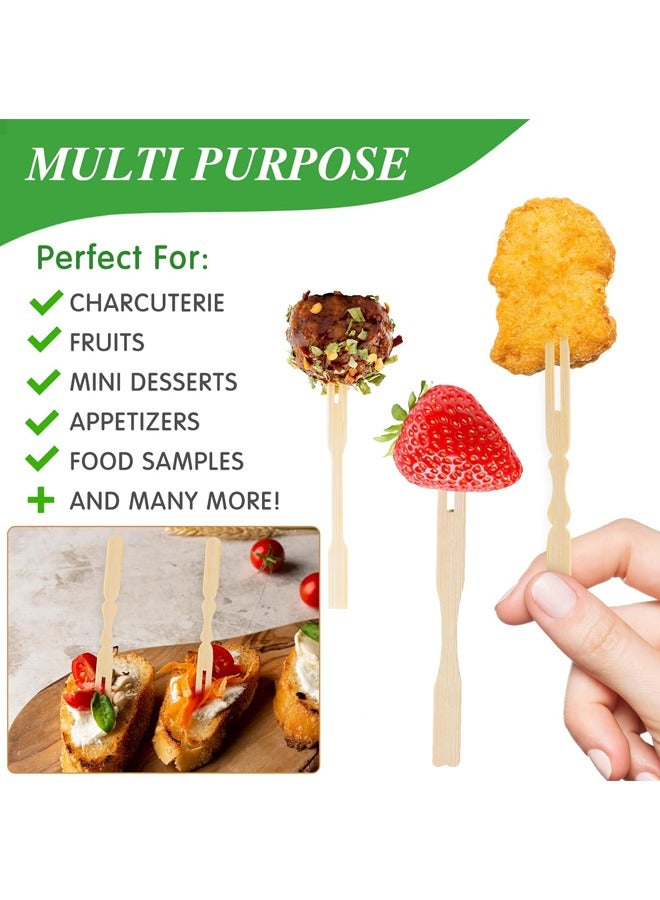 300Pcs Mini Bamboo Dessert Forks,Disposable Fruit Appetizer Forks for Party Wedding and Home  - Image 3