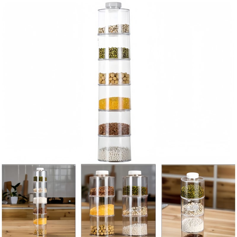 Set Of 6 Clear Stackable Spice Containers Food Safe Storage Boxes Kitchen Organizer Tower Shape Transparent User Friendly Tools Suitable For Camping Christmas Halloween - Image 4