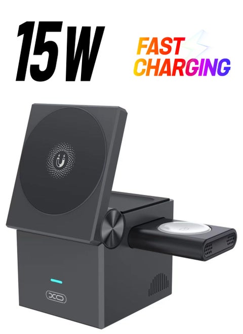 3-in-1 Charging Station: Simultaneously Charge Your iPhone, Apple Watch, and AirPods – Compact and Versatile Design to Reduce Desk Clutter