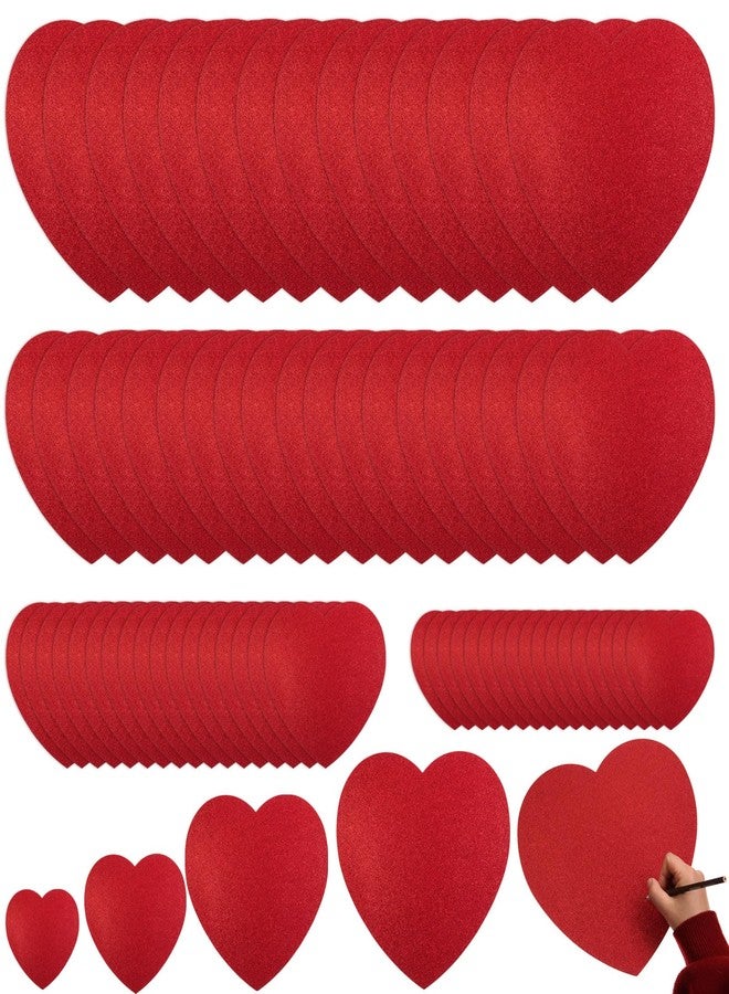 FOBSME 96 Pcs Red Glitter Heart Cutouts Assorted Size Paper Hearts Cutouts Valentine's Day Heart Die Cuts for Kid's Love and Peace School Craft Valentine Classroom Bulletin Board Decor(11.8",8.5",3.9",2.8") - Image 1