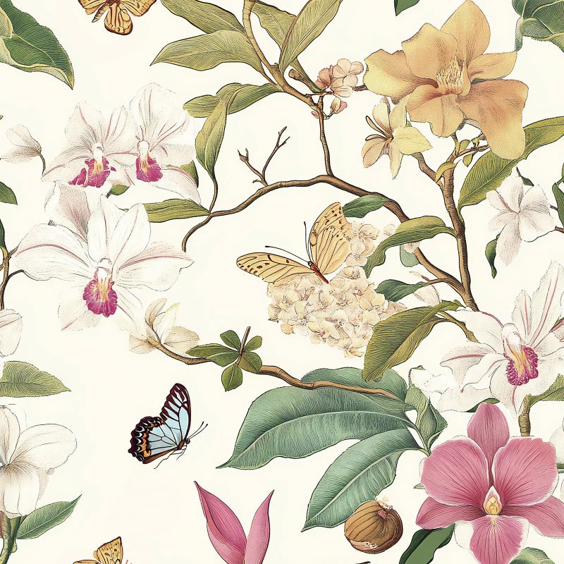 Nukofal Vintage Floral Peel and Stick Wallpaper Floral Contact Paper 16.9inchx118.1inch Multicolor Flowers Butterfly Wallpaper Leaf Boho Self Adhesive Removable Wall Paper for Bedroom Decorative - Image 1